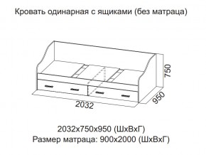 Кровать одинарная с ящиками (Без матраца 0,9*2,0) в Коркино - korkino.magazin-mebel74.ru | фото