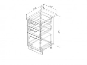 Н3Я 40 Модуль нижний Без Столешницы 3 ящика МН3Я 40 в Коркино - korkino.magazin-mebel74.ru | фото