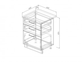 Н3Я 60 Модуль нижний Без Столешницы 3 ящика МН3Я 60 в Коркино - korkino.magazin-mebel74.ru | фото